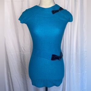 Jou Jou Womens Vibrant Vintage Blue Knit Dress size M 10/12